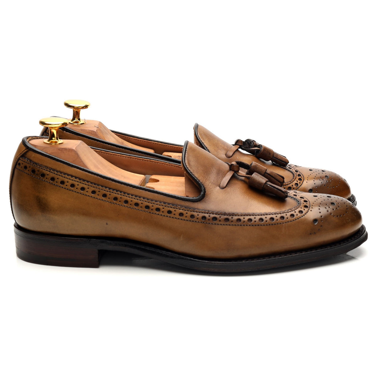 &#39;Frederick&#39; Brown Leather Tassel Loafers UK 6 F
