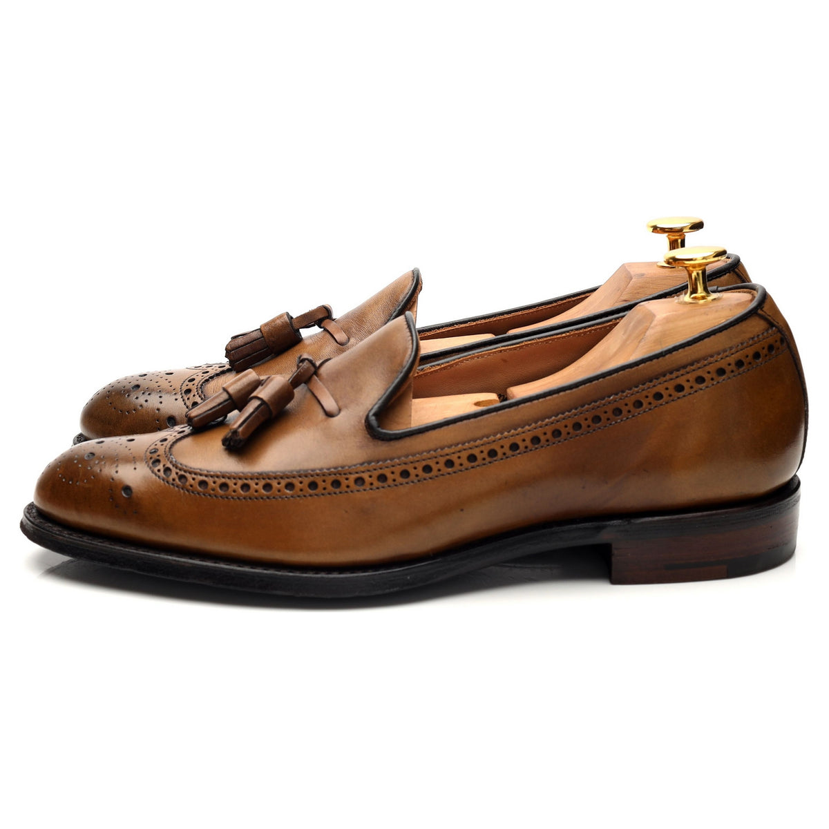 &#39;Frederick&#39; Brown Leather Tassel Loafers UK 6 F