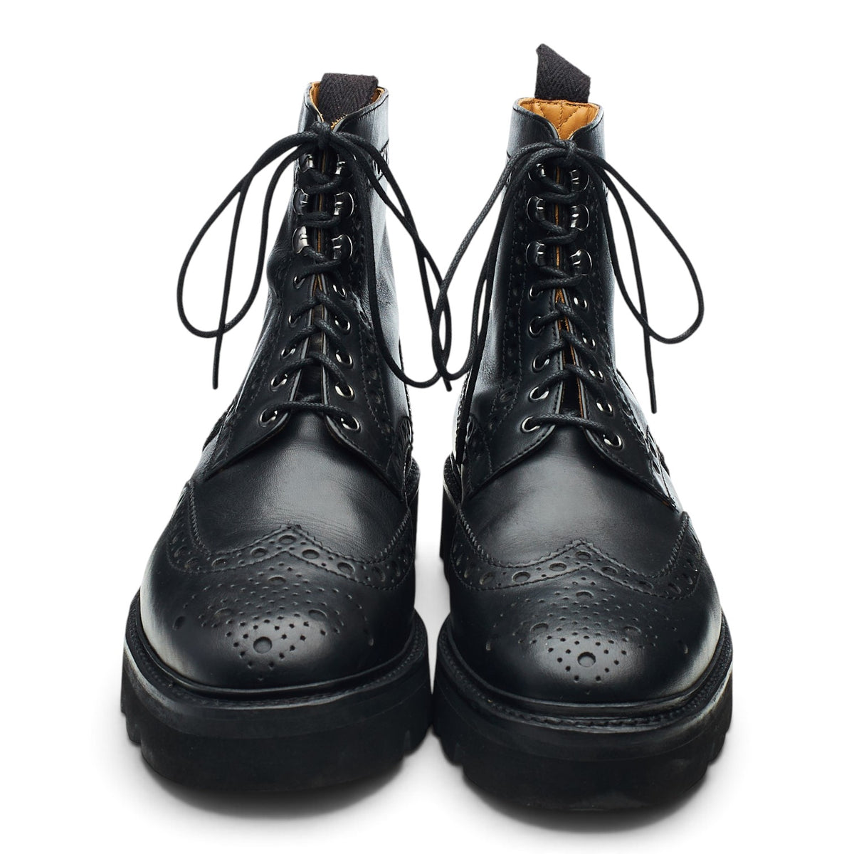 'Fred' Black Leather Brogues Boots UK 9 G