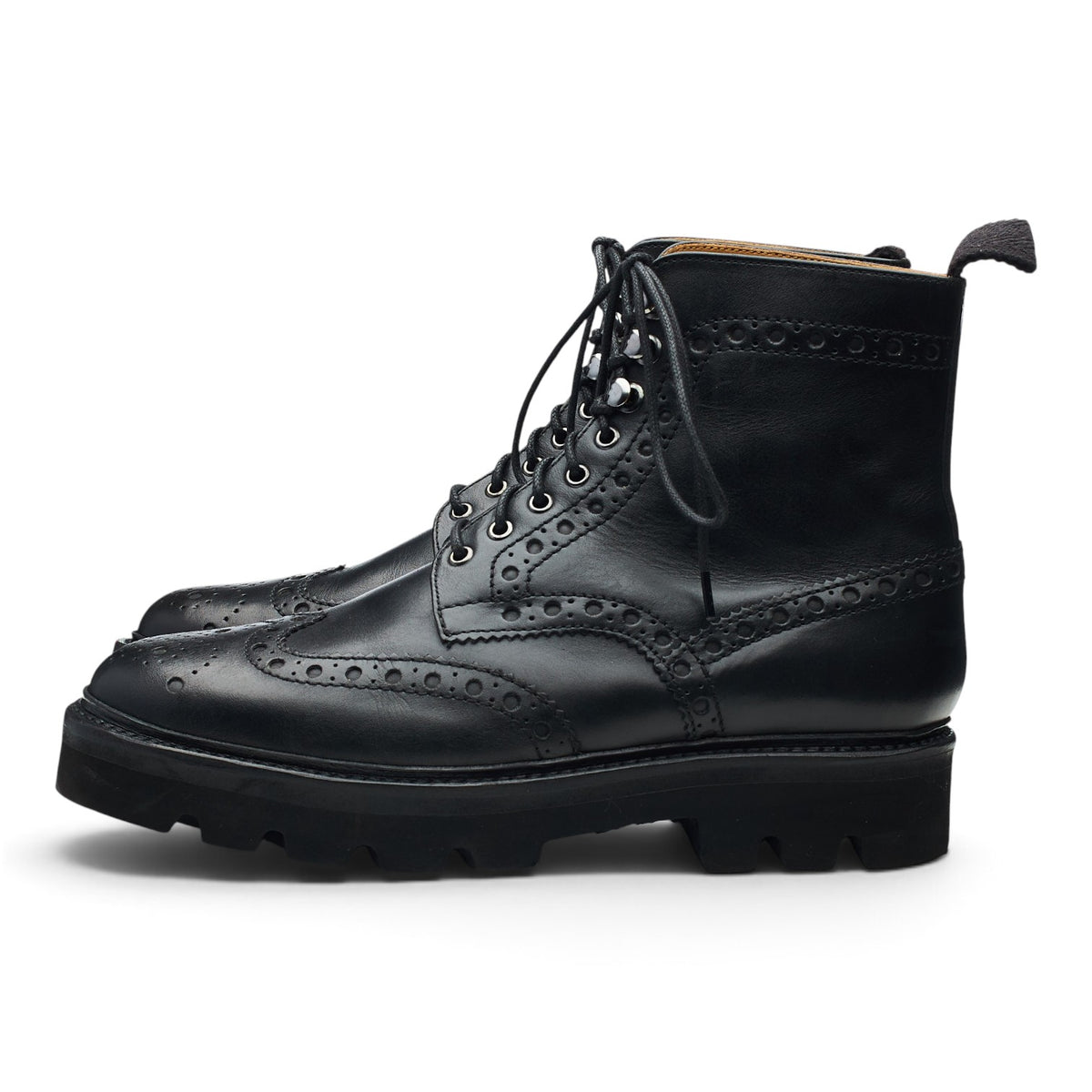 'Fred' Black Leather Brogues Boots UK 9 G