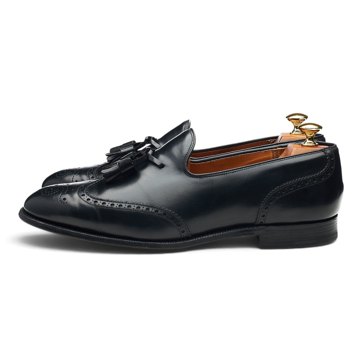 'Madison' Black Leather Tassel Loafers UK 9.5 F