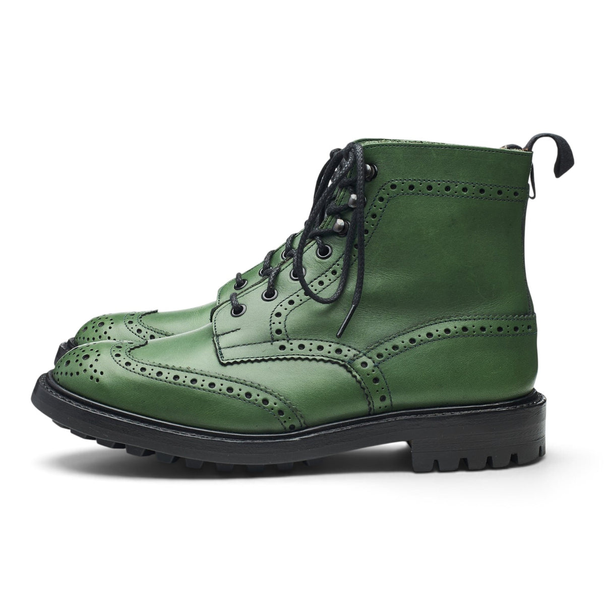 'Stow' Green Leather Brogues Boots UK 8