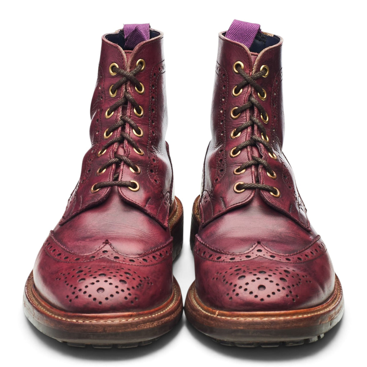 'Stow' Purple Leather Brogues Boots UK 9.5