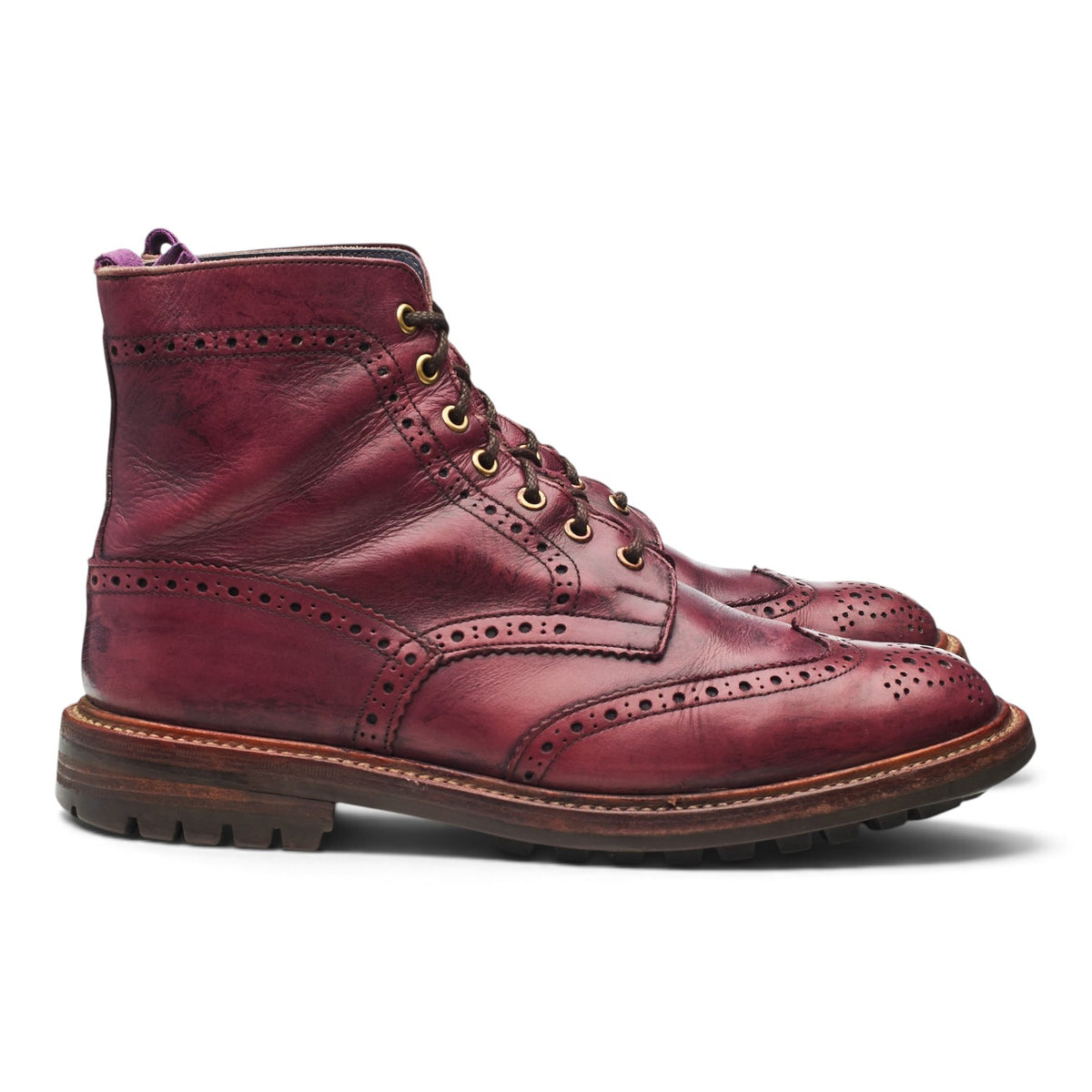 'Stow' Purple Leather Brogues Boots UK 9.5
