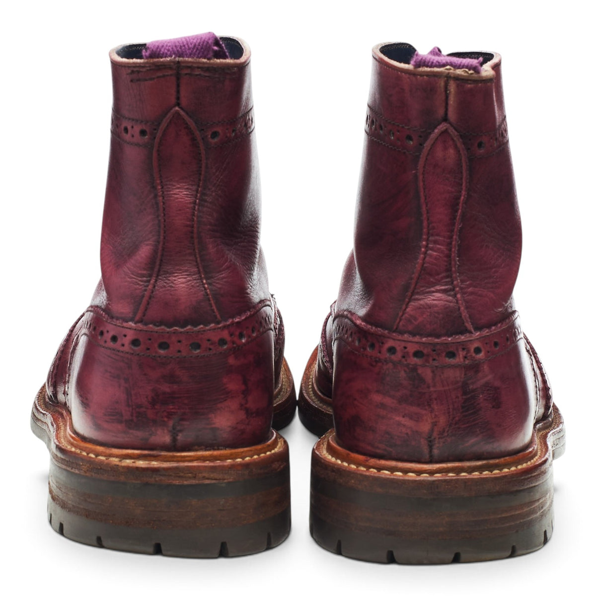 'Stow' Purple Leather Brogues Boots UK 9.5