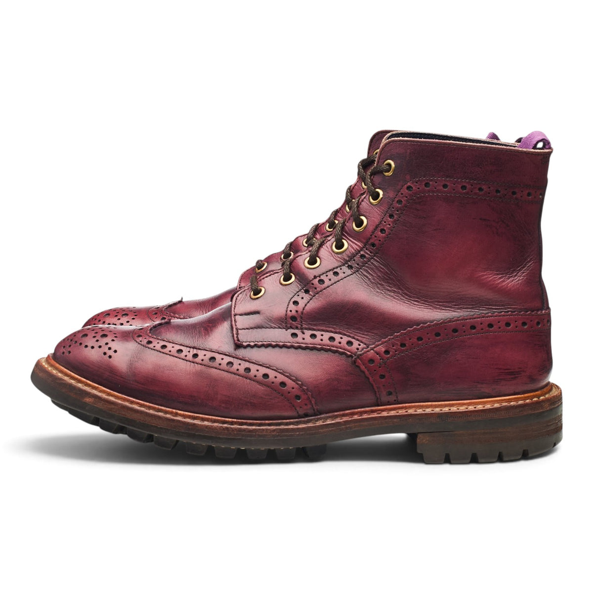'Stow' Purple Leather Brogues Boots UK 9.5