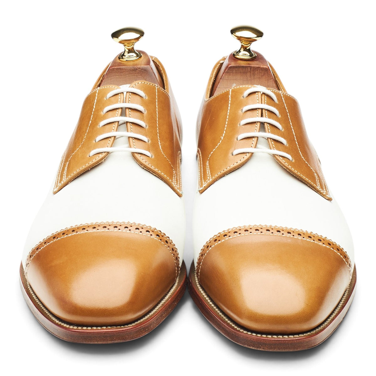 Tan Brown Leather / White Nubuck Derby UK 9 EE