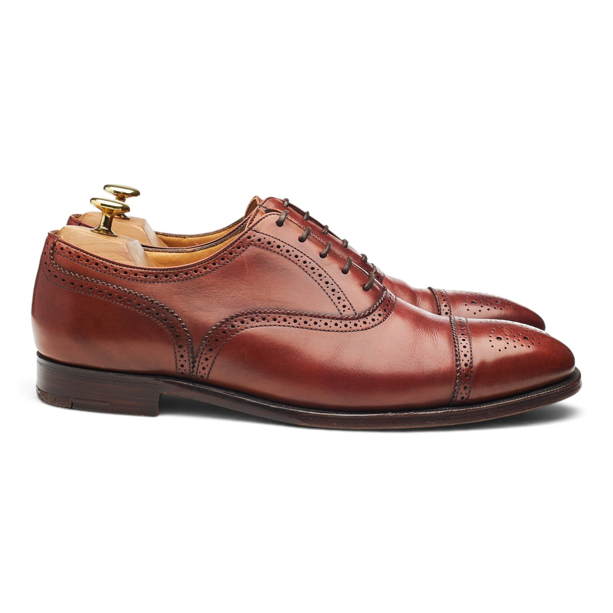 'Chatham 2' Tan Brown Leather Oxford Semi Brogues UK 8.5 EE