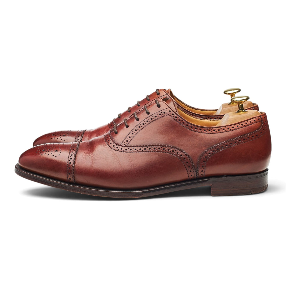 'Chatham 2' Tan Brown Leather Oxford Semi Brogues UK 8.5 EE