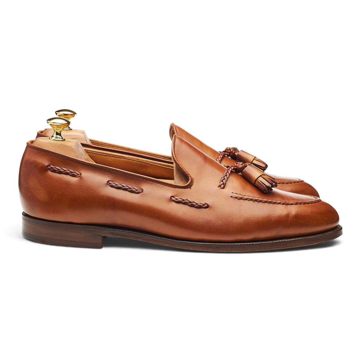 'Millfield' Tan Brown Leather Tassel Loafers UK 11 G