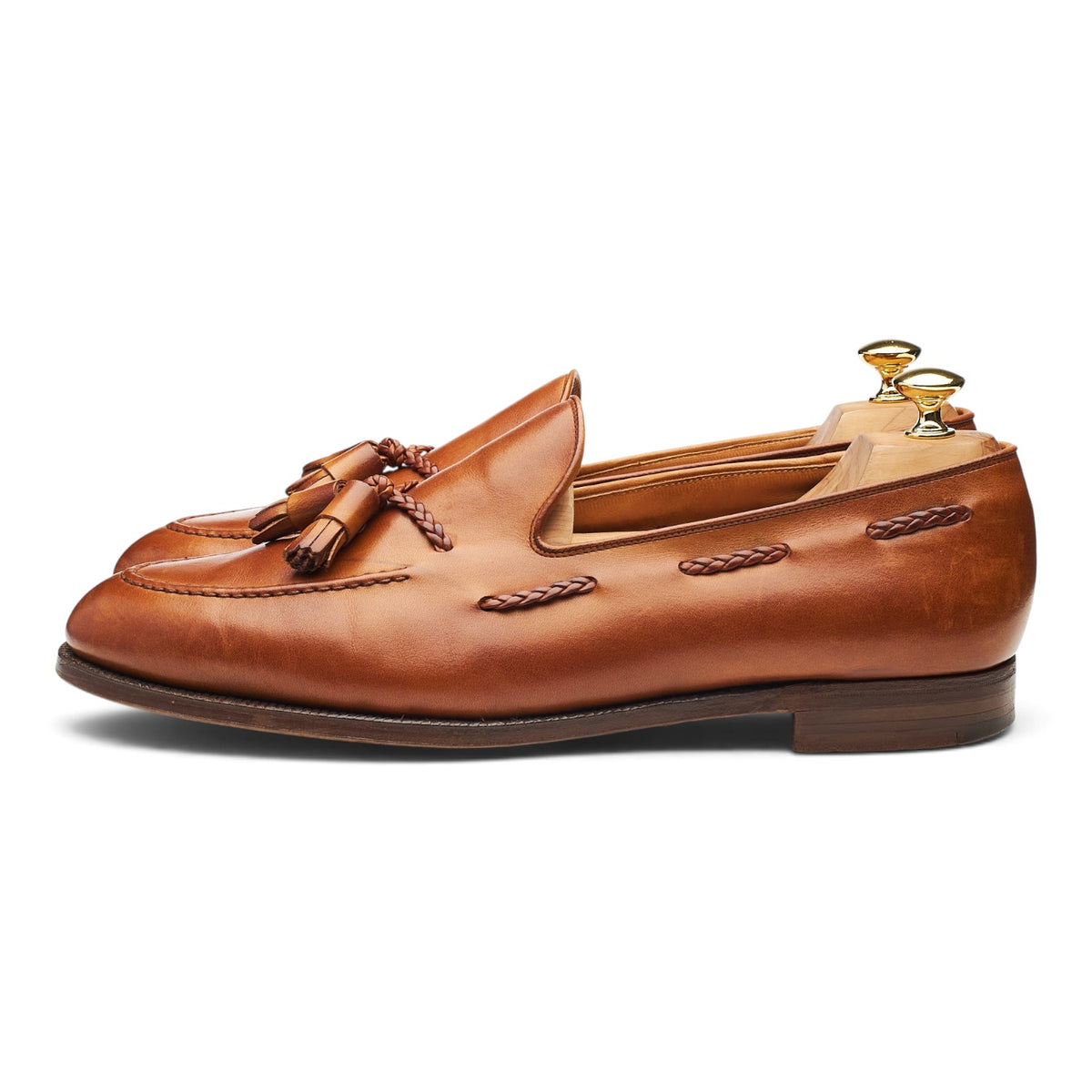 'Millfield' Tan Brown Leather Tassel Loafers UK 11 G