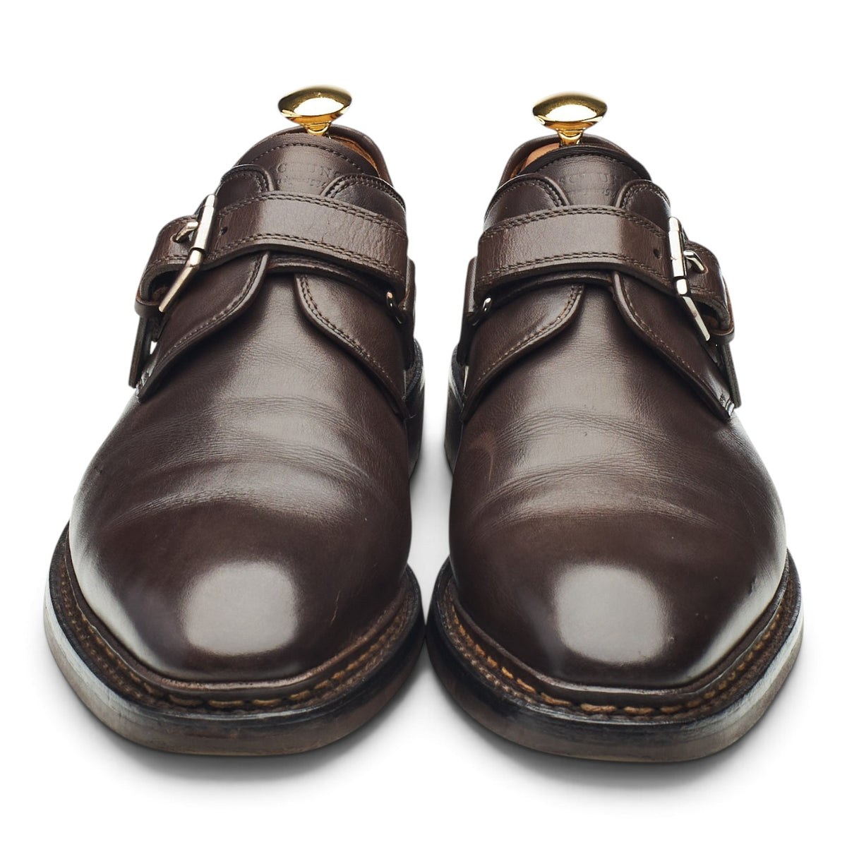 'Bouleau' Dark Brown Leather Monk Strap UK 7