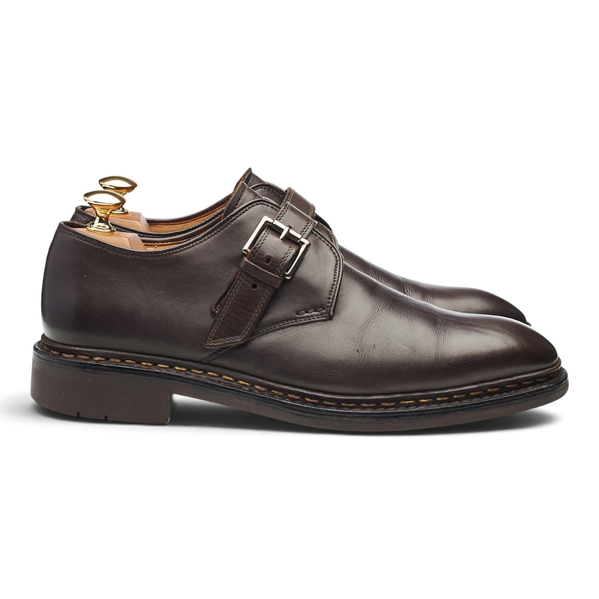 'Bouleau' Dark Brown Leather Monk Strap UK 7