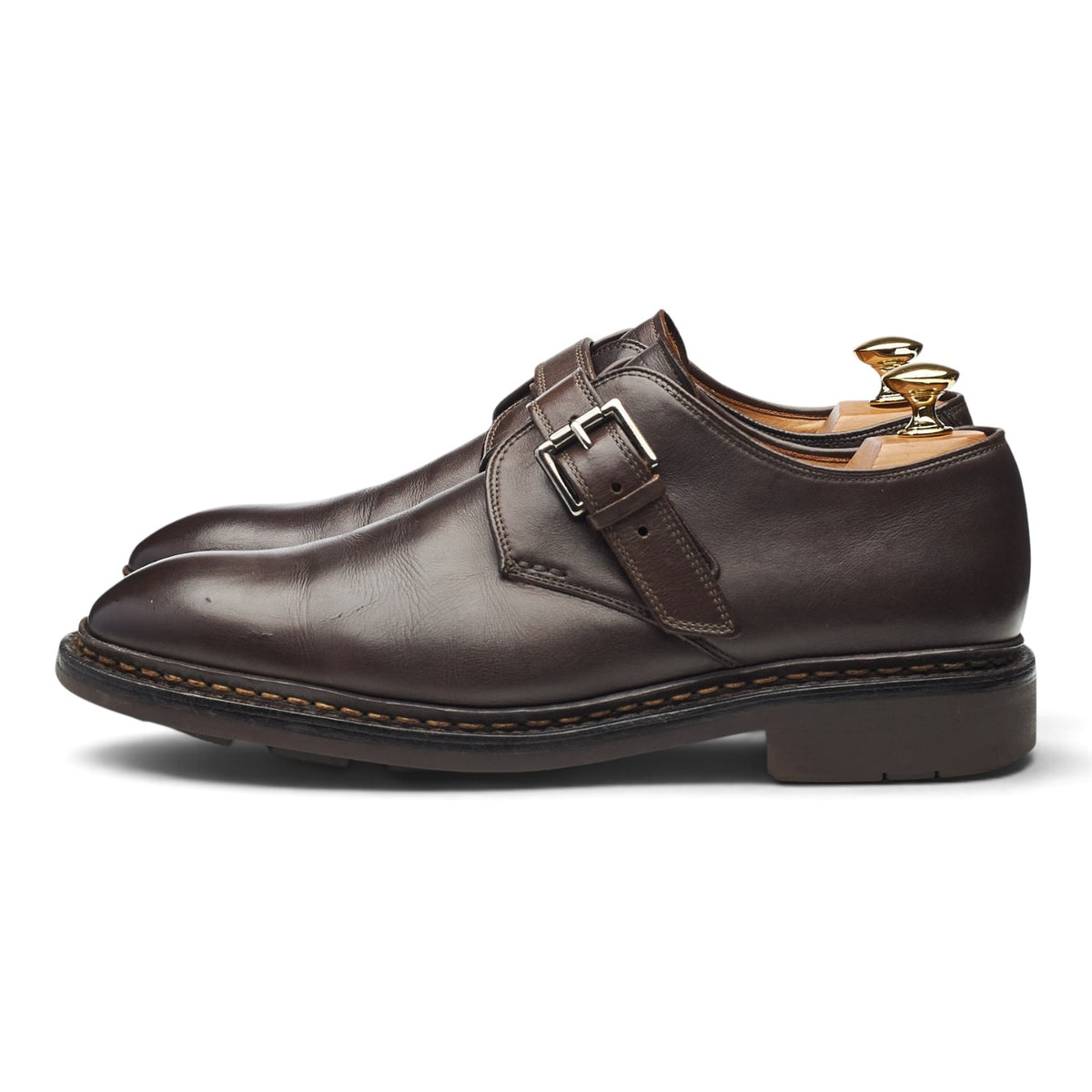 'Bouleau' Dark Brown Leather Monk Strap UK 7