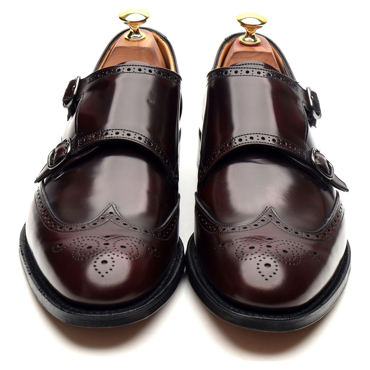 &#39;Chicago&#39; Burgundy Leather Double Monk Strap UK 9 F