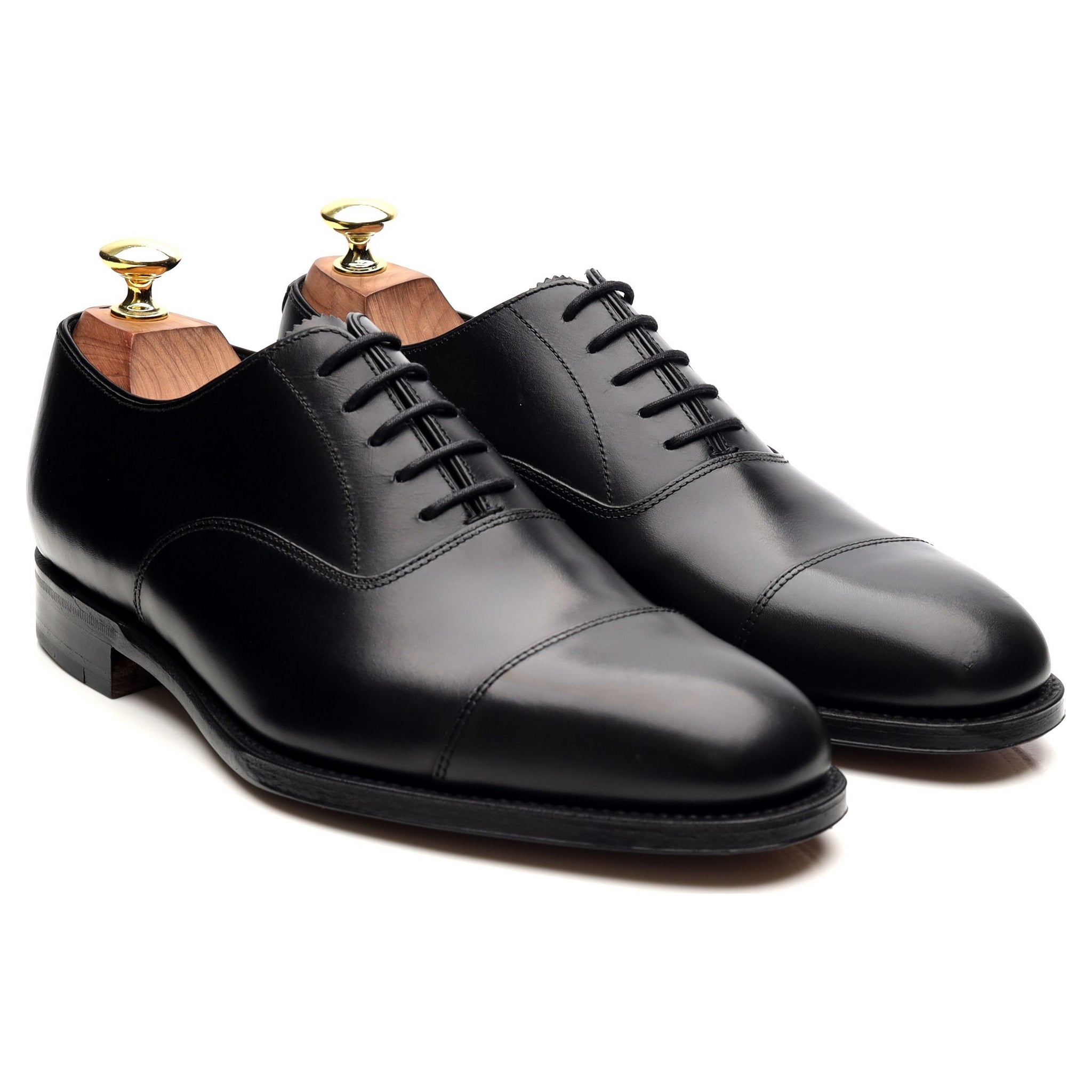 1880 'Aldwych' Black Leather Oxford UK 7 F - Abbot's Shoes