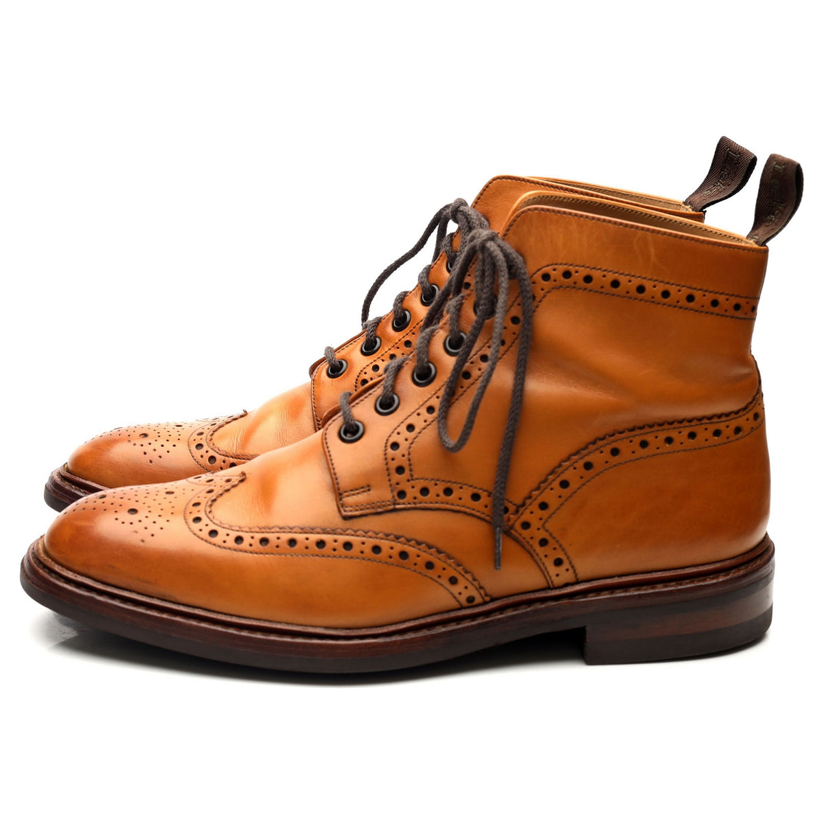 1880 &#39;Burford 2&#39; Tan Brown Leather Brogue Boots UK 7.5 F