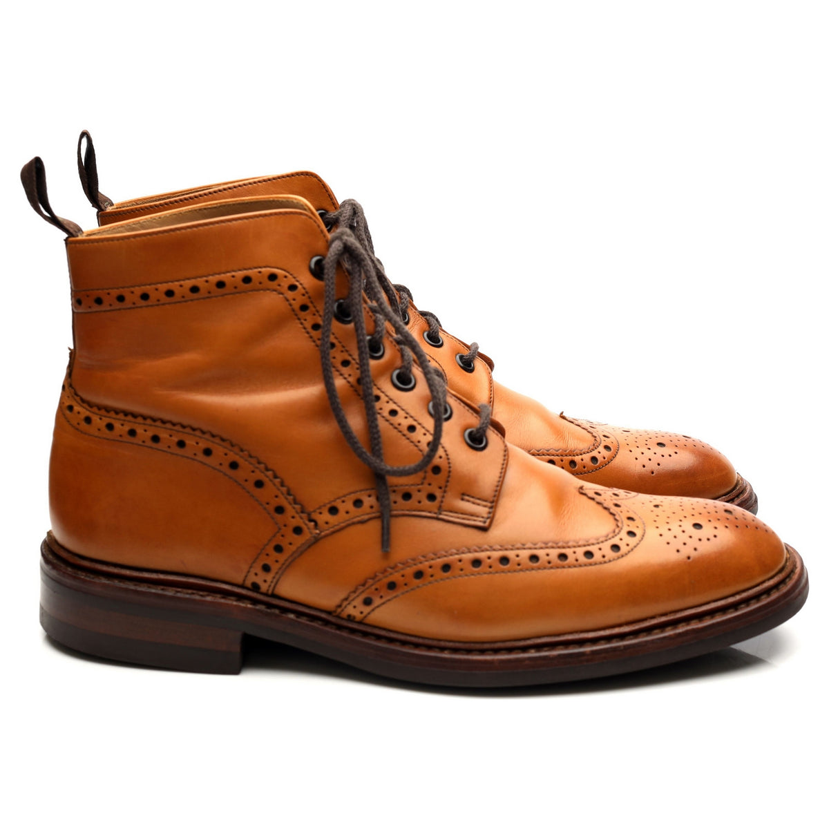 1880 &#39;Burford 2&#39; Tan Brown Leather Brogue Boots UK 7.5 F