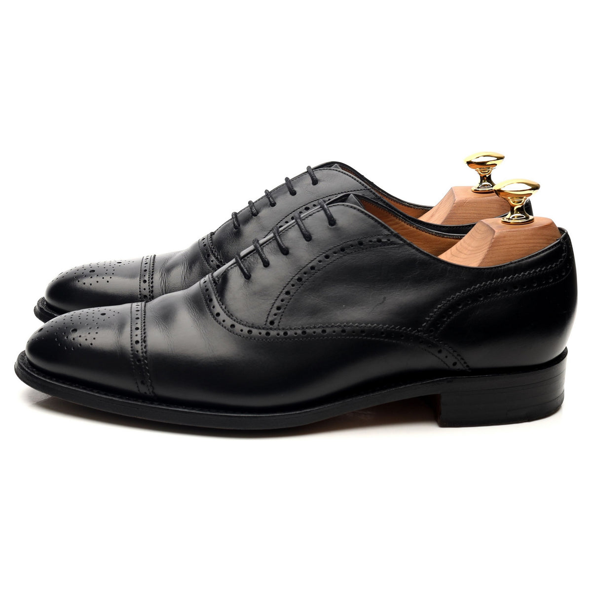 &#39;Newcastle&#39; Black Leather Oxford Semi Brogues UK 6.5 G