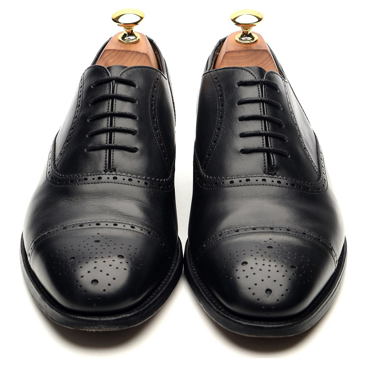 &#39;Newcastle&#39; Black Leather Oxford Semi Brogues UK 6.5 G