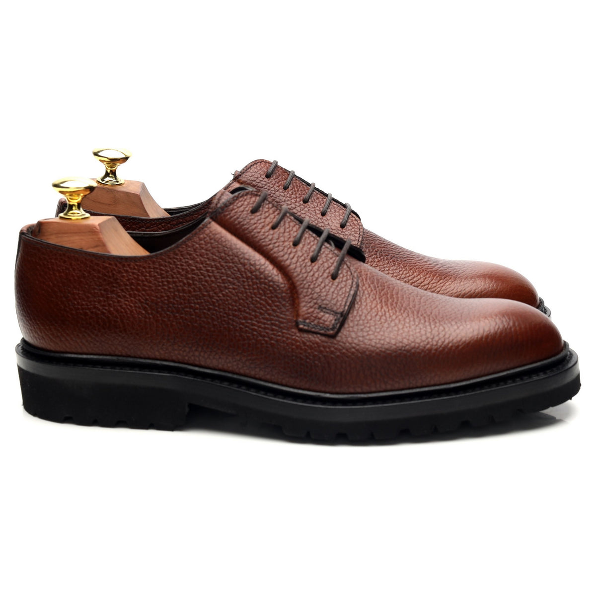 &#39;Archie&#39; Tan Brown Grain Leather Derby UK 6.5 - 9