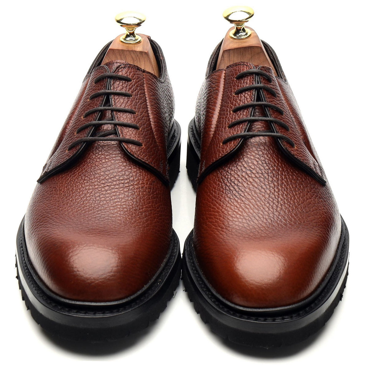 &#39;Archie&#39; Tan Brown Grain Leather Derby UK 6.5 - 9