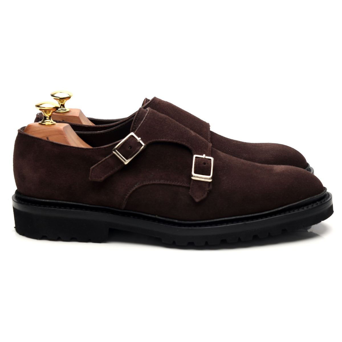 &#39;Luke&#39; Dark Brown Suede Double Monk Strap UK 6.5 - 12