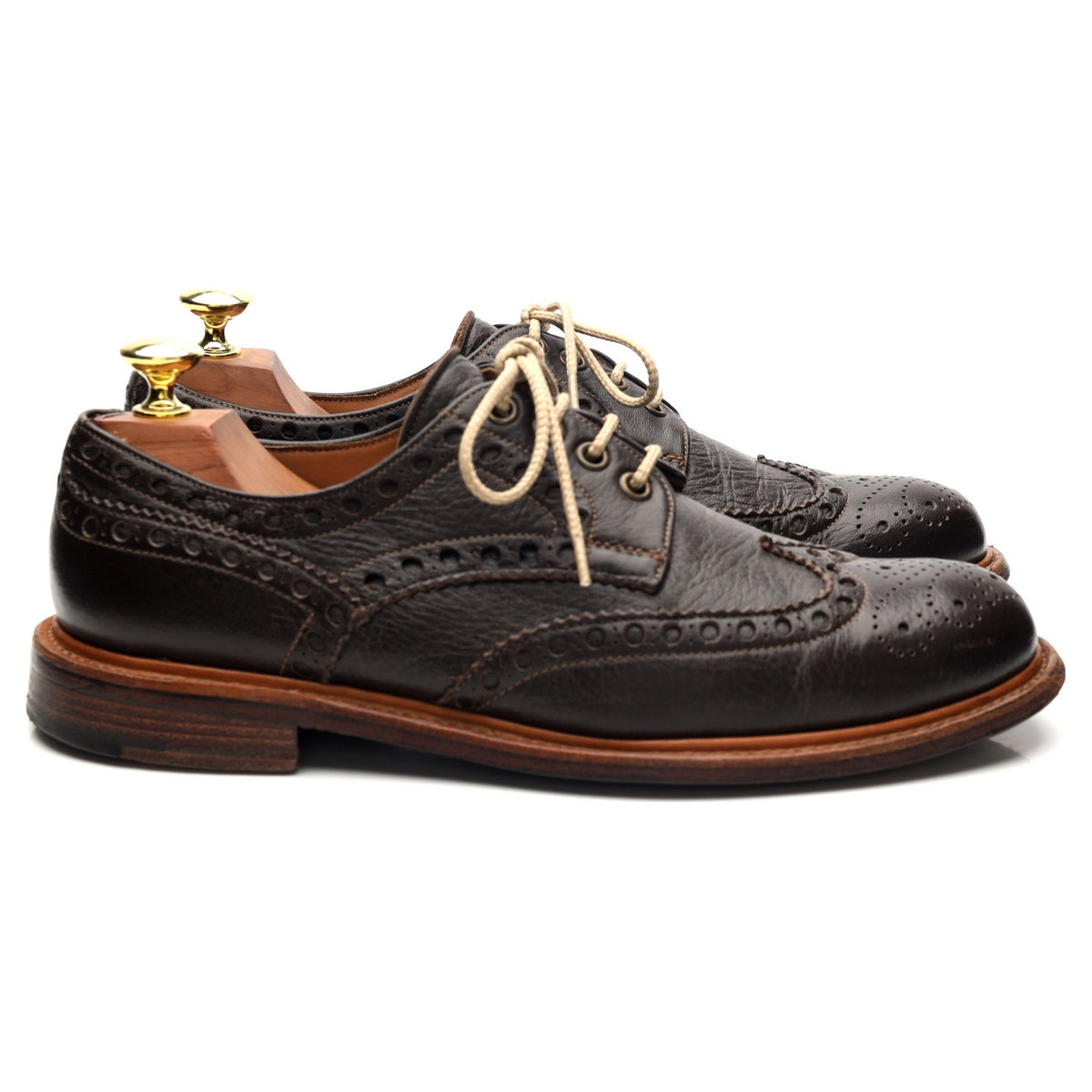 &#39;Avon&#39; Dark Brown Leather Derby Brogue UK 7 F