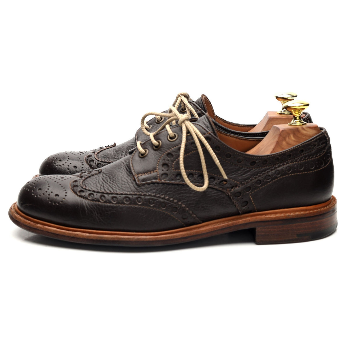 &#39;Avon&#39; Dark Brown Leather Derby Brogue UK 7 F