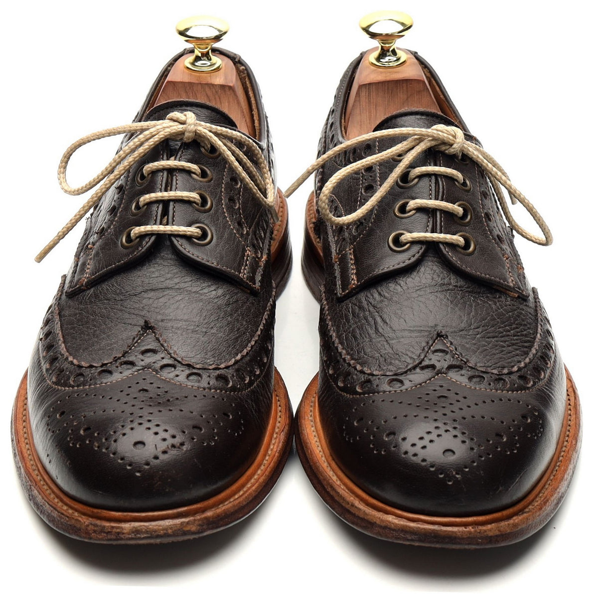 &#39;Avon&#39; Dark Brown Leather Derby Brogue UK 7 F