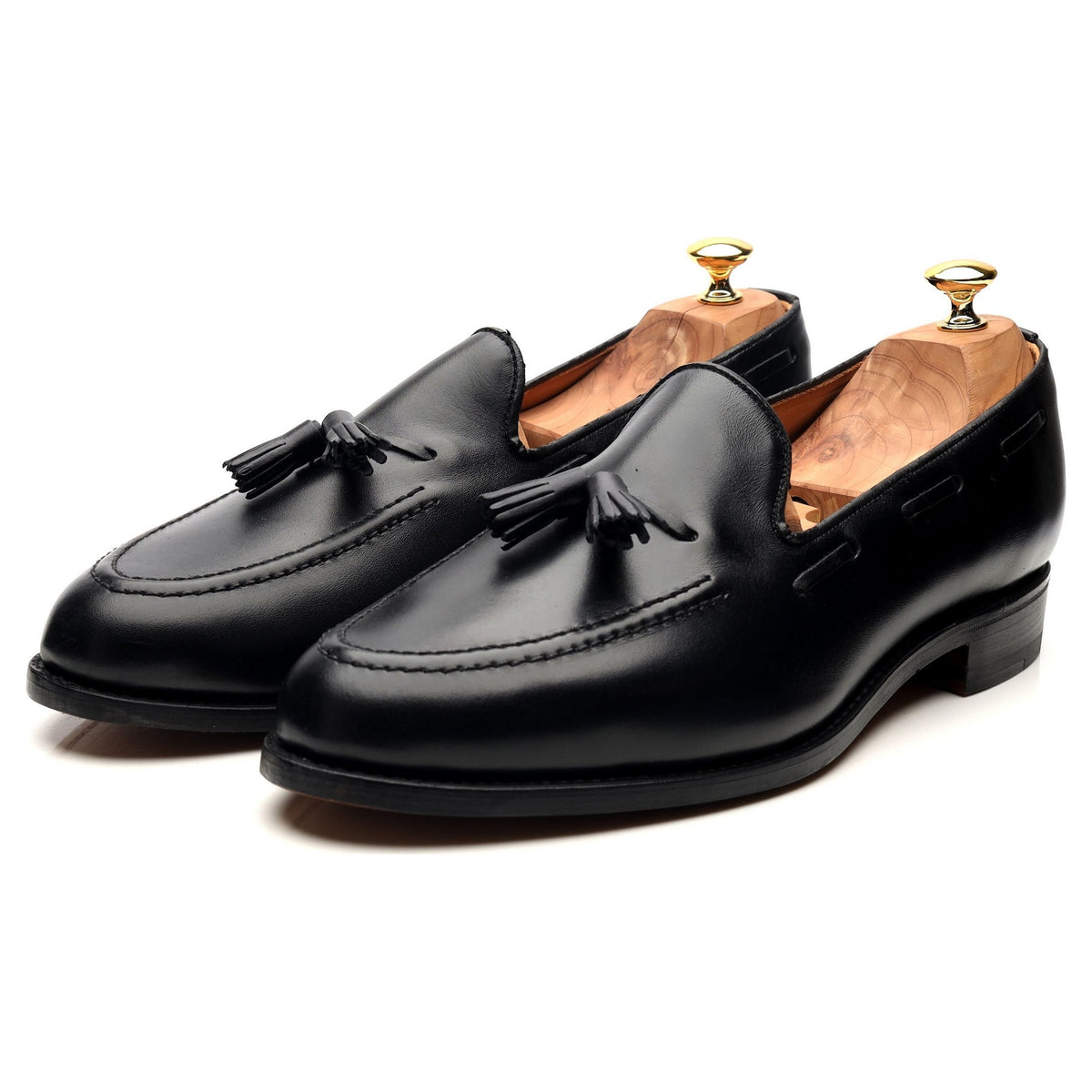 &#39;Finchley&#39; Black Leather Tassel Loafers UK 12 F
