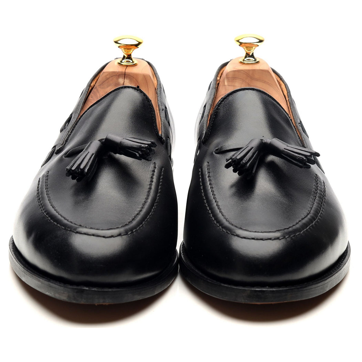 &#39;Finchley&#39; Black Leather Tassel Loafers UK 12 F