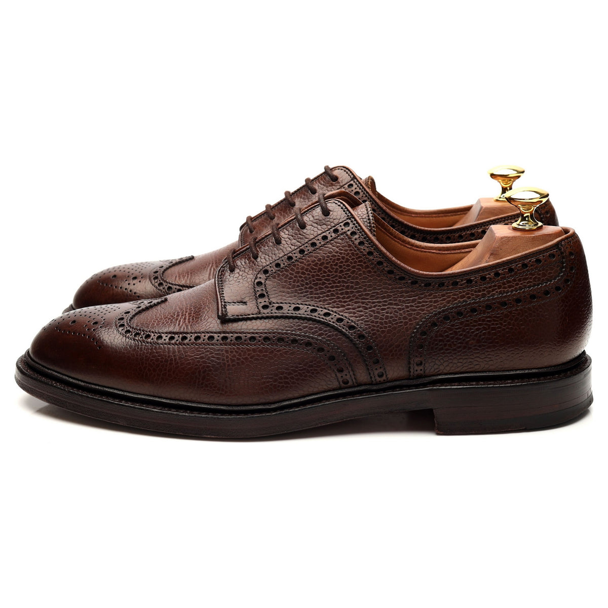 &#39;Pembroke&#39; Dark Brown Grain Leather Derby Brogue UK 9.5 E