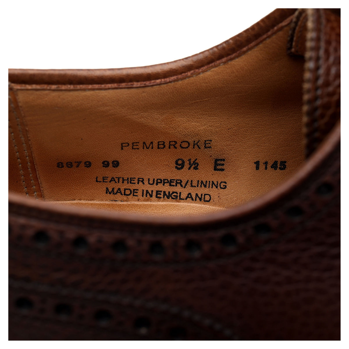 &#39;Pembroke&#39; Dark Brown Grain Leather Derby Brogue UK 9.5 E