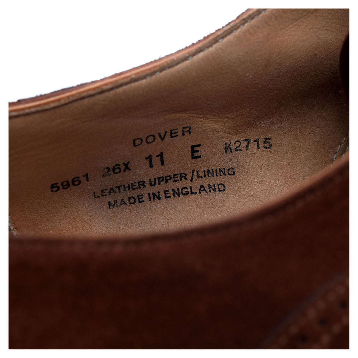 &#39;Dover&#39; Snuff Brown Suede Oxford Brogue UK 11 E