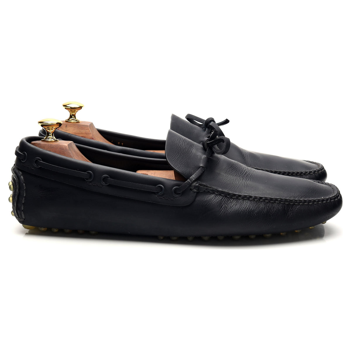 Navy Blue Leather Driving Loafer UK 11