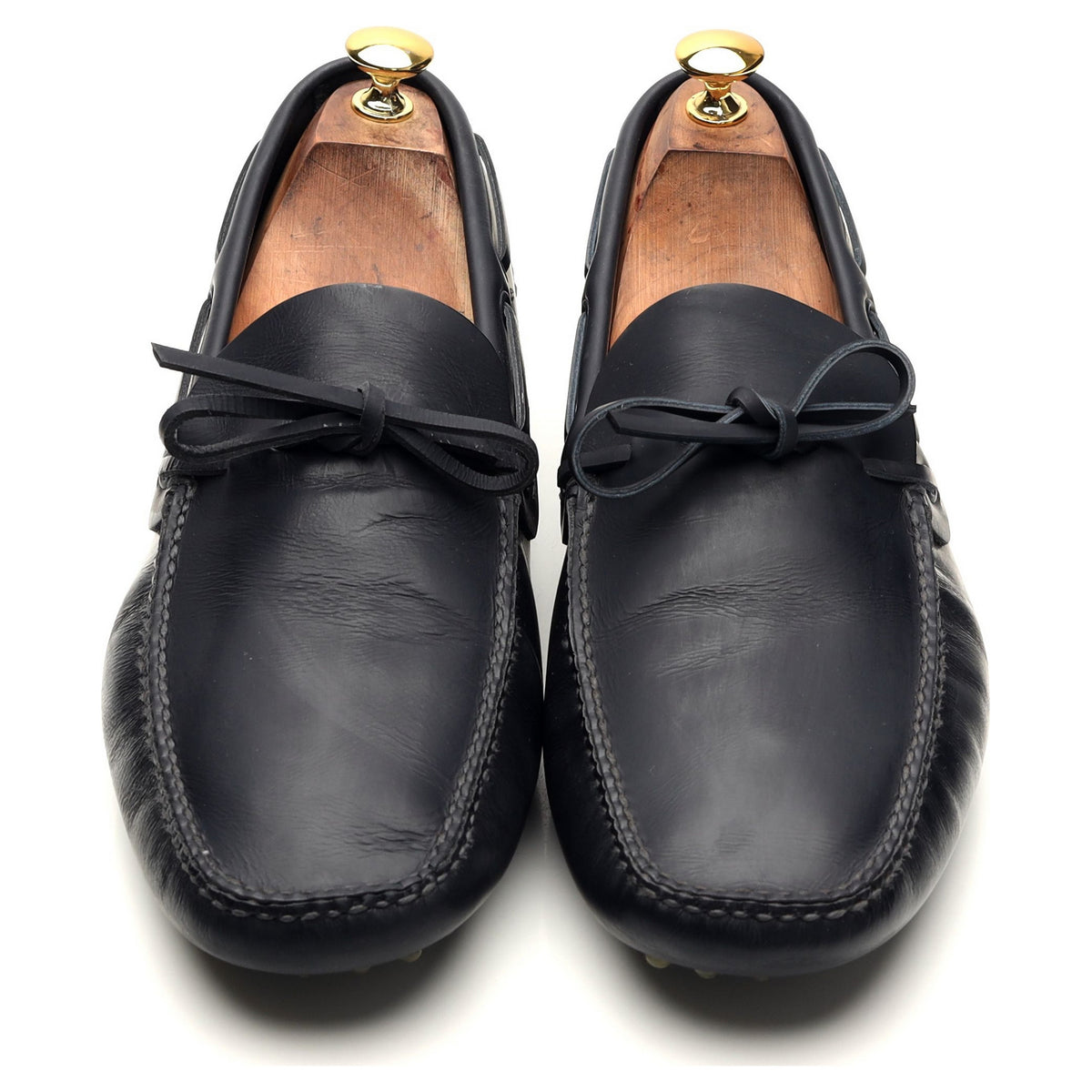 Navy Blue Leather Driving Loafer UK 11