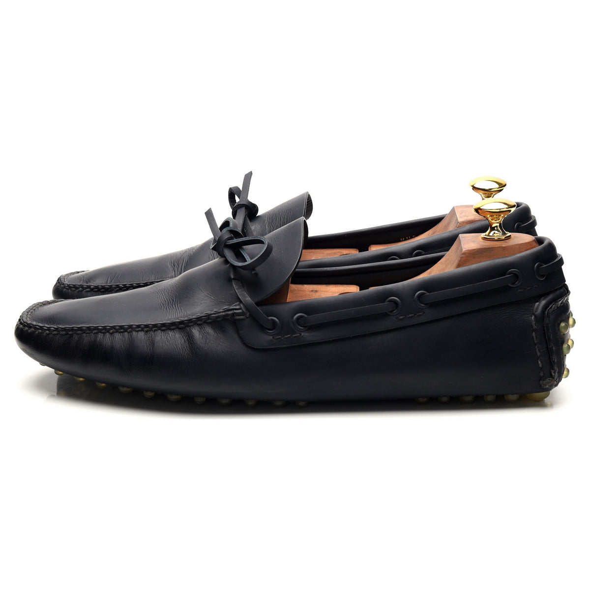 Navy Blue Leather Driving Loafer UK 11