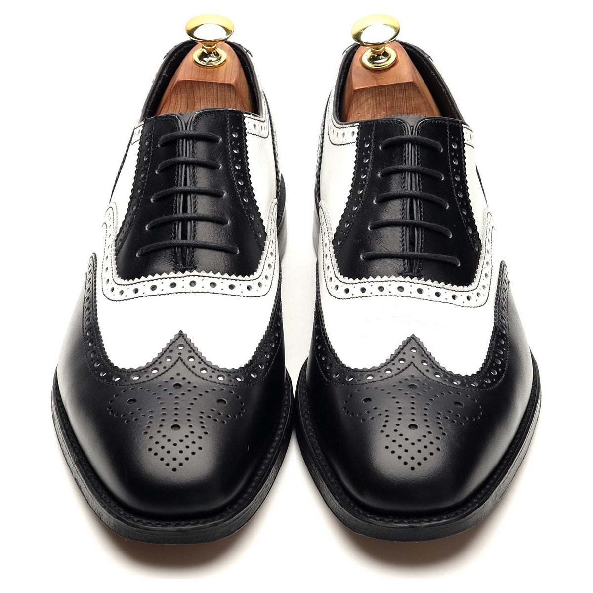 1880 &#39;Sloane&#39; Black and White Leather Spectator Oxford Brogue UK 8 F