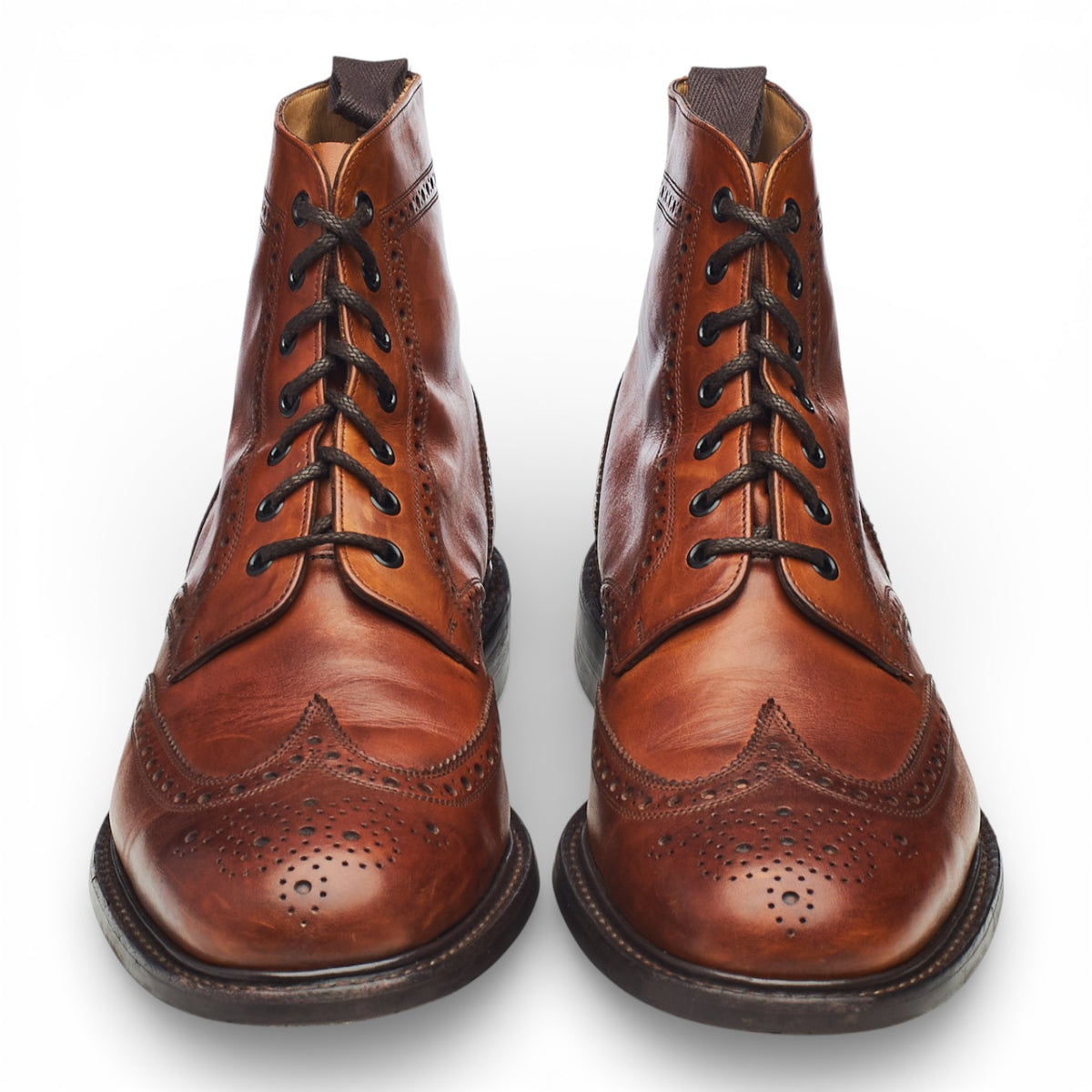 'Caldecott II' Tan Brown Leather Brogue Boots UK 9 F