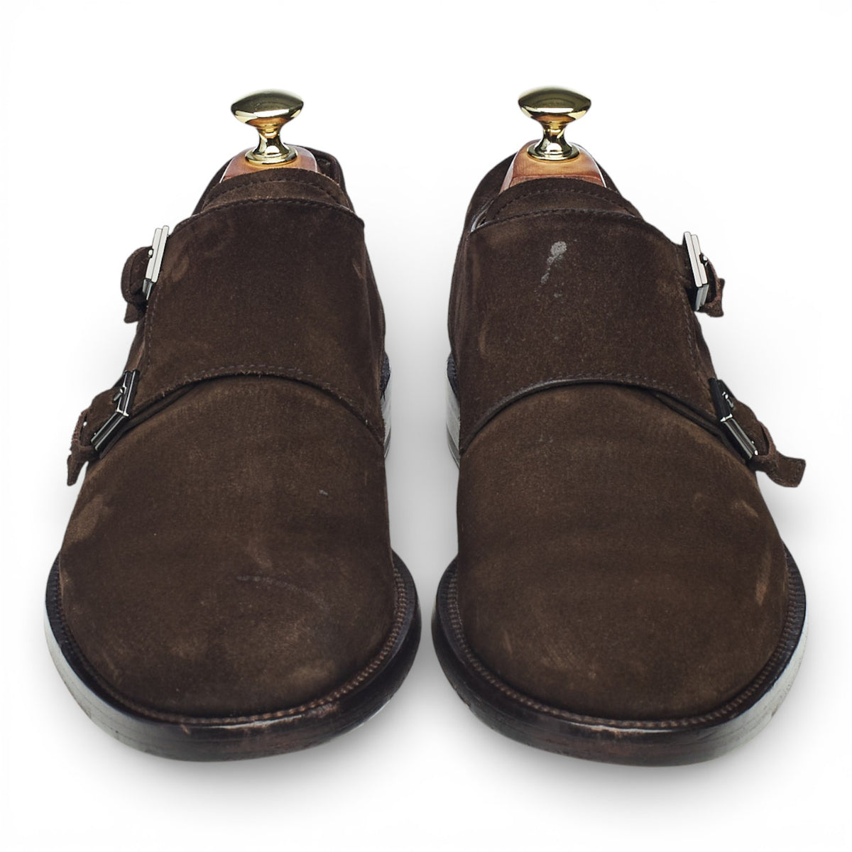 Dark Brown Suede Double Monk Strap UK 7