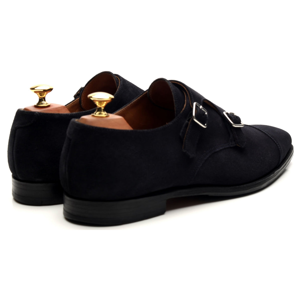 &#39;Lowndes&#39; Navy Blue Suede Double Monk Strap UK 9 E