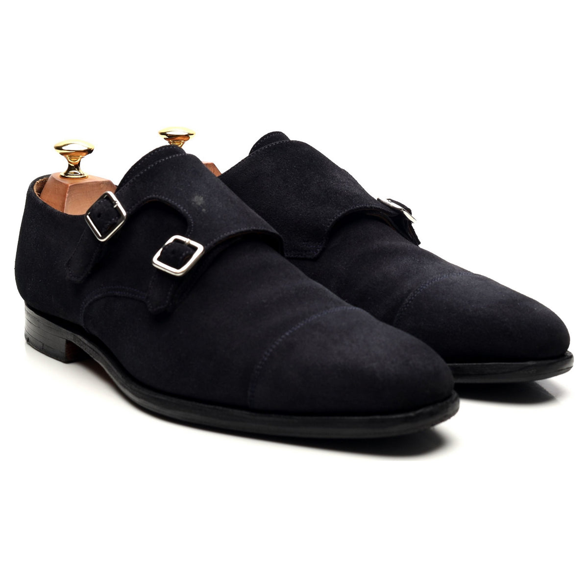 &#39;Lowndes&#39; Navy Blue Suede Double Monk Strap UK 9 E