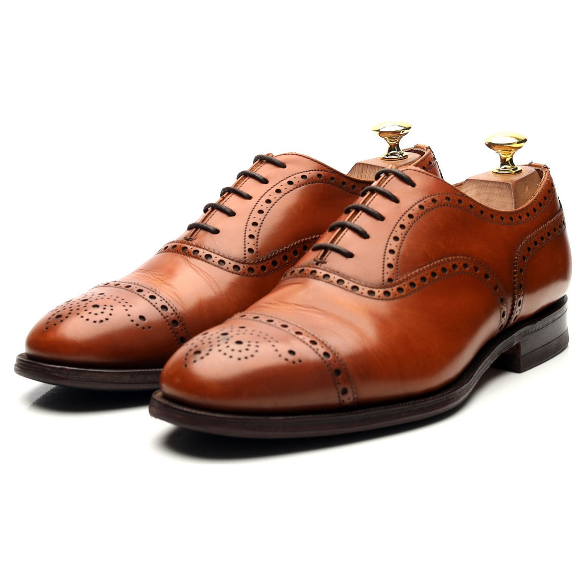 &#39;Trent&#39; Tan Brown Leather Oxford Brogues UK 8 F