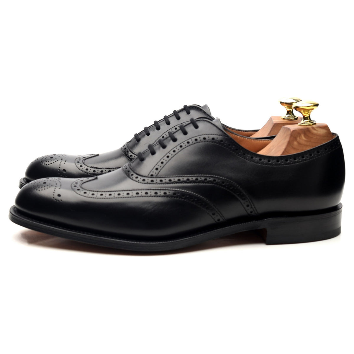 &#39;Berlin&#39; Black Leather Oxford Brogues UK 7 G