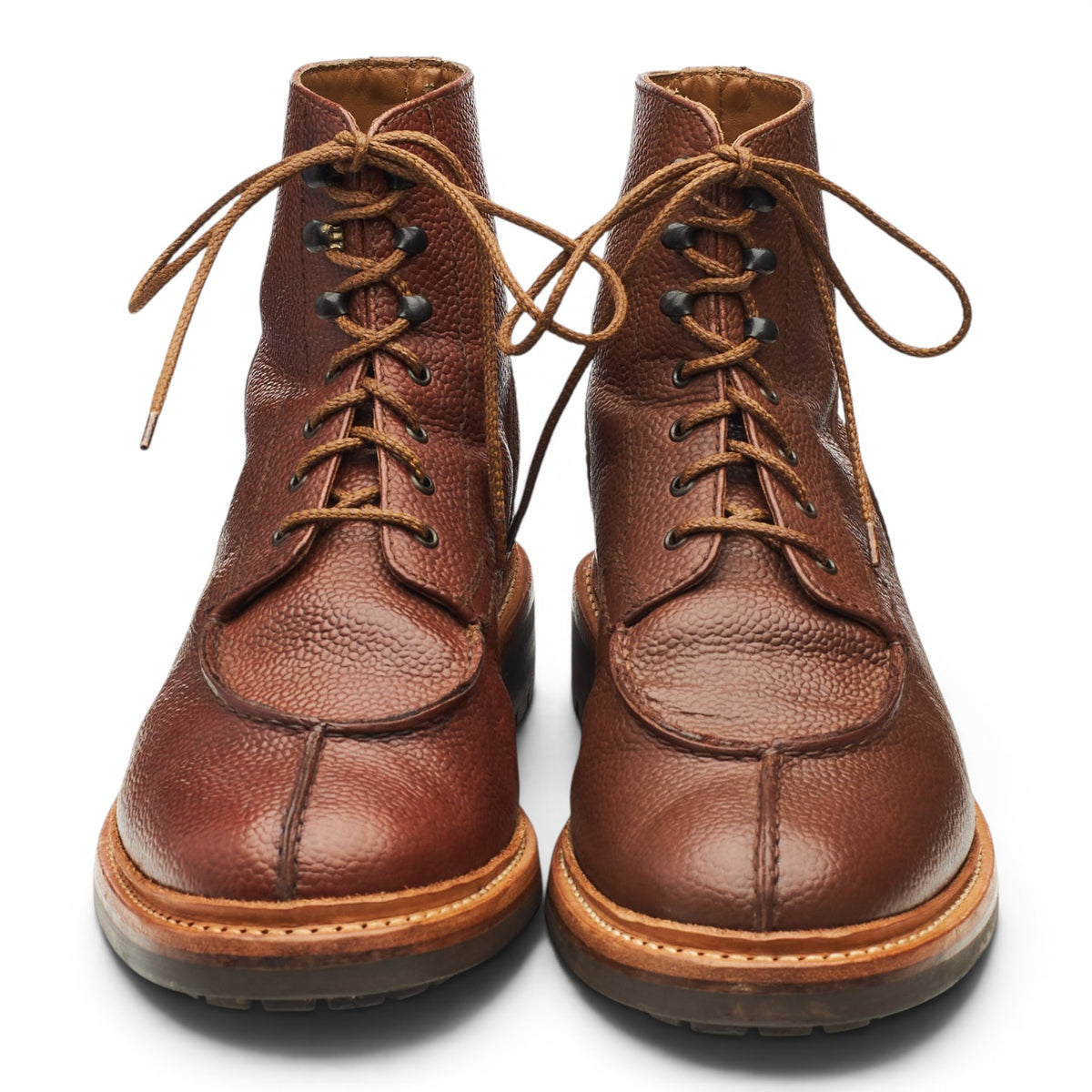 'Grover' Brown Grain Leather Split Toe Boots UK 9 G
