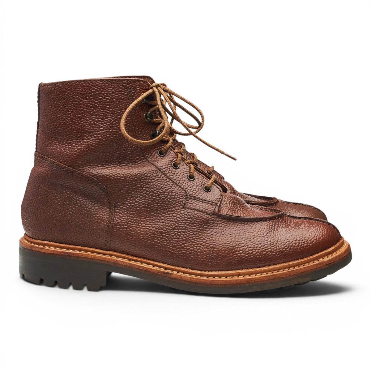 'Grover' Brown Grain Leather Split Toe Boots UK 9 G