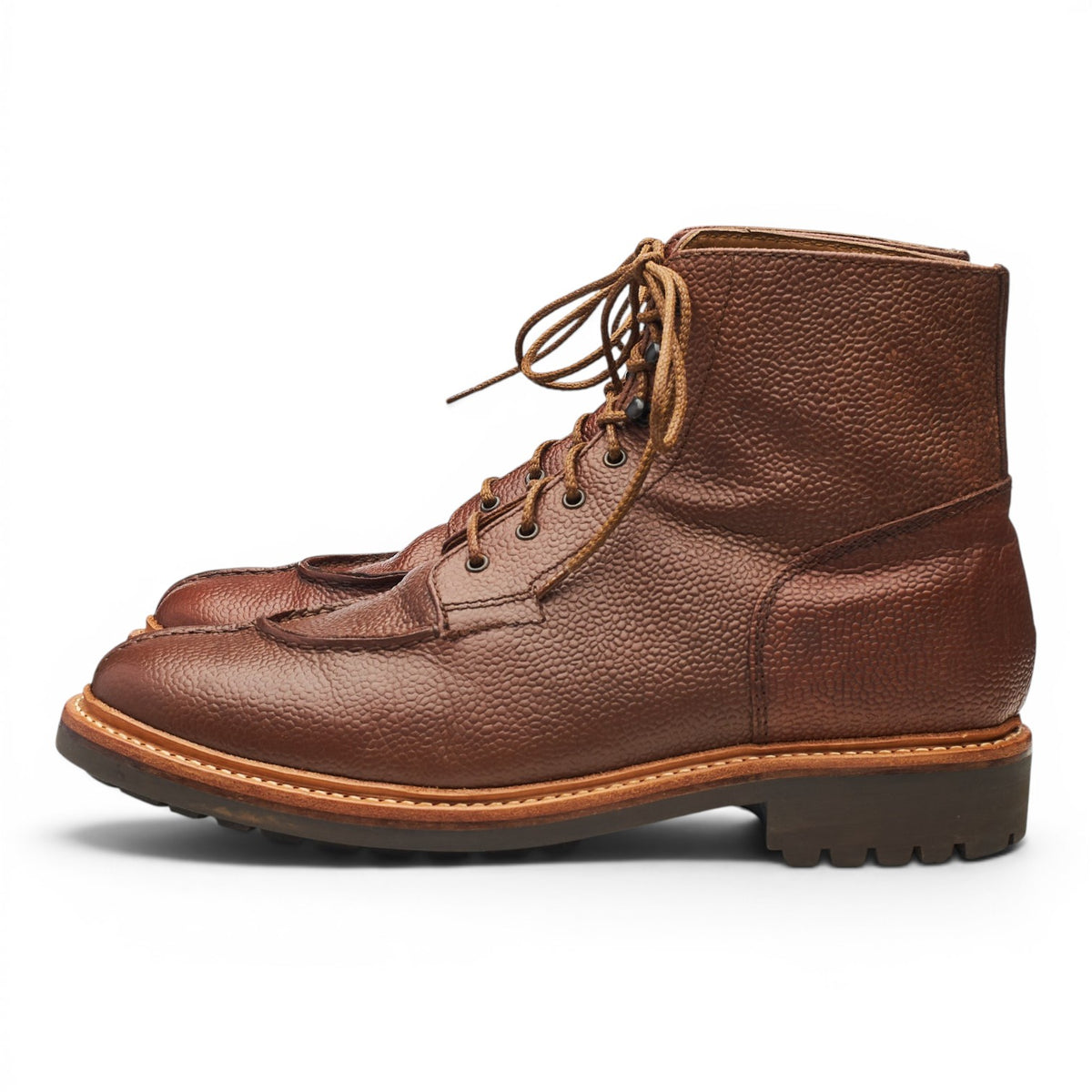 'Grover' Brown Grain Leather Split Toe Boots UK 9 G