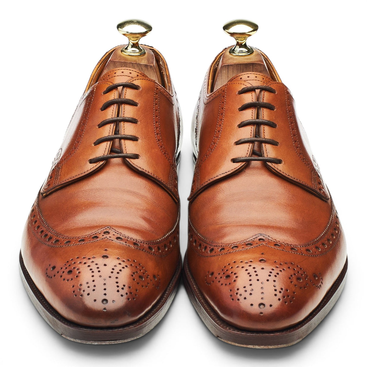 'Woburn' Tan Brown Leather Derby Brogues UK 7 E