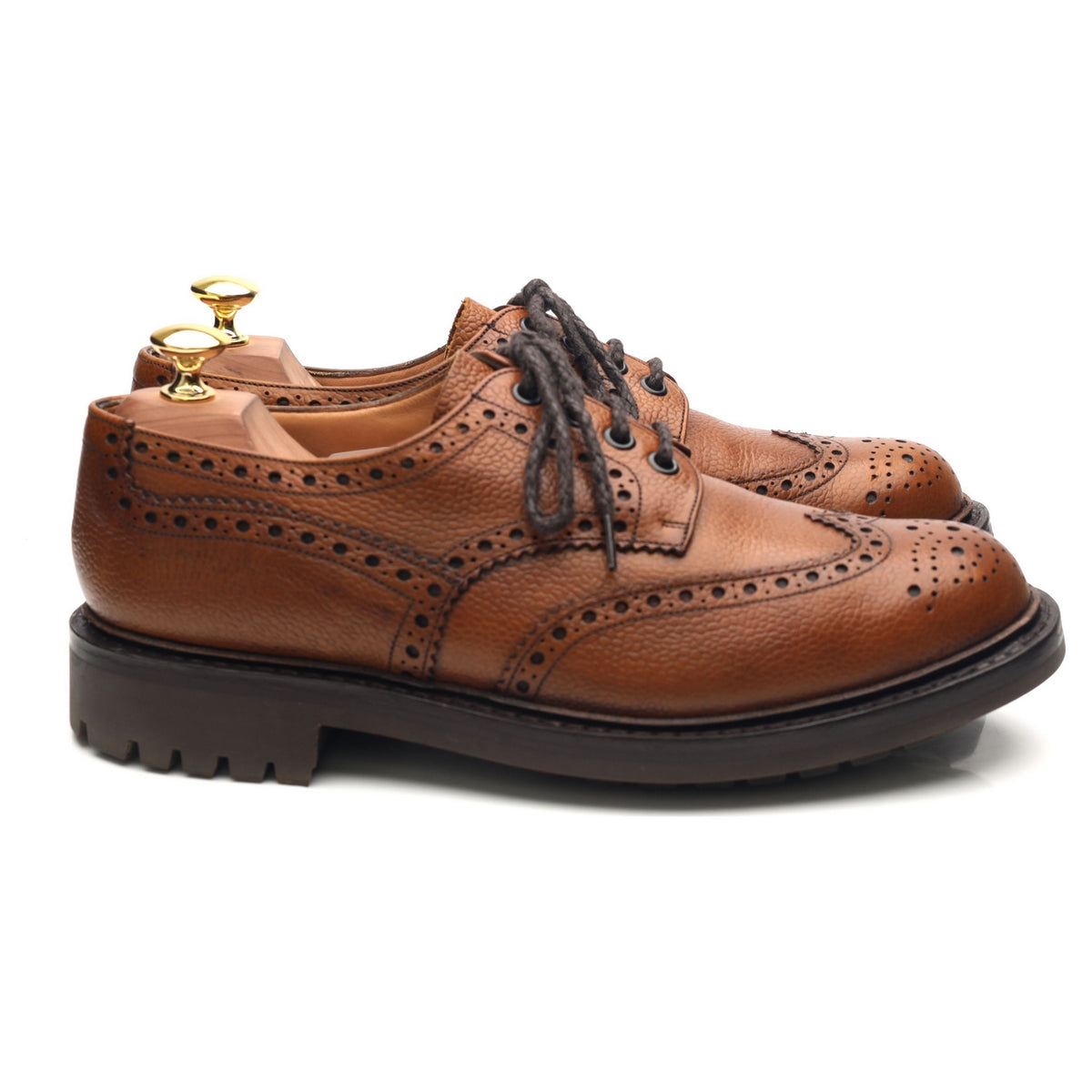 &#39;McPherson&#39; Tan Brown Leather Derby Brogues UK 8.5 G